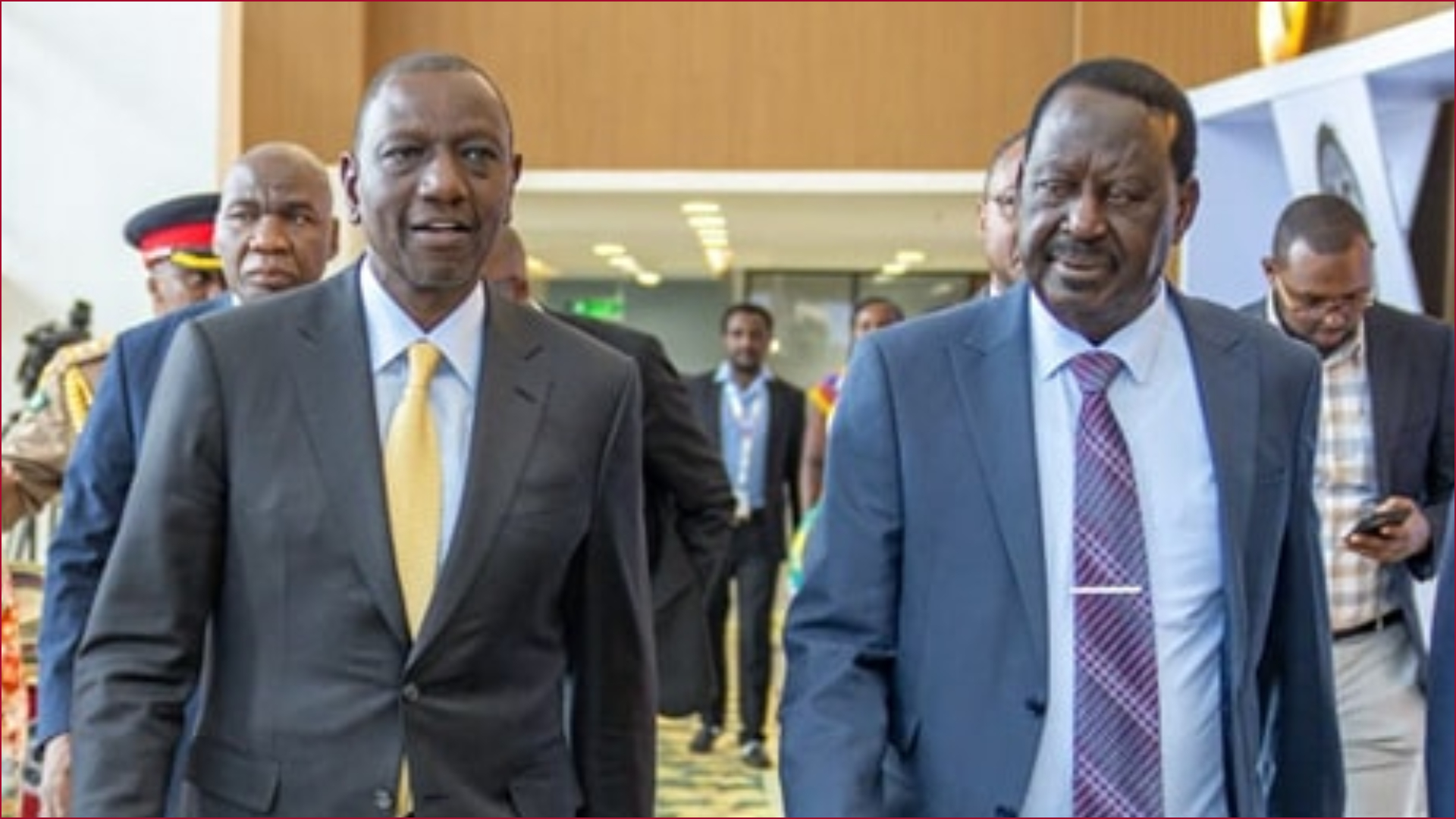 File photo of President William Ruto and former prime minister Raila Odinga.